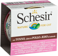 SCHESIR Chat Poulet, Thon & Riz au Naturel en Eau Cuisson 85g