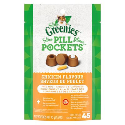 GREENIES FELINE PILL POCKETS Chicken Flavored Treats 45g