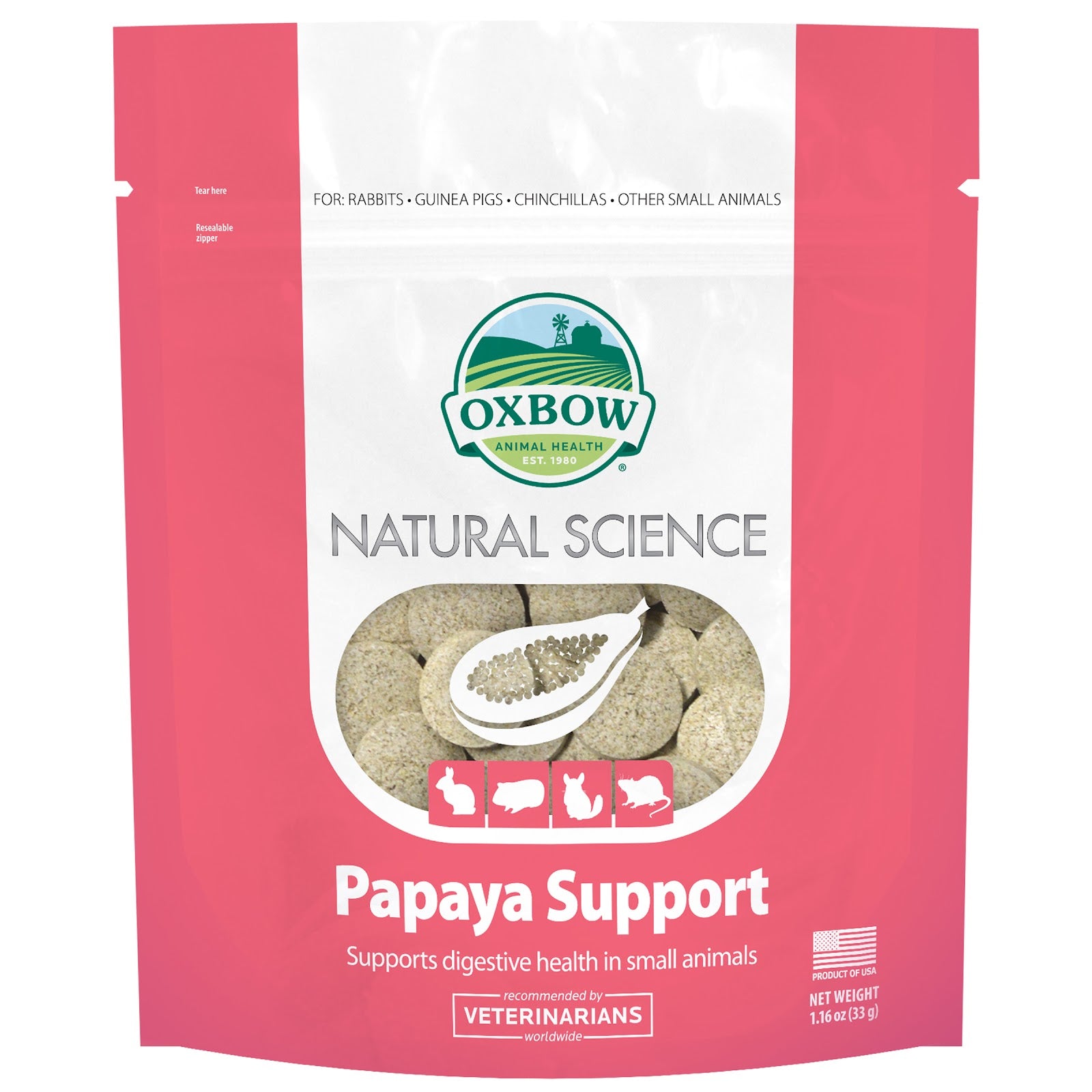 OXBOW Suppléments Digestif Papaye 1.16oz pour Rongeur