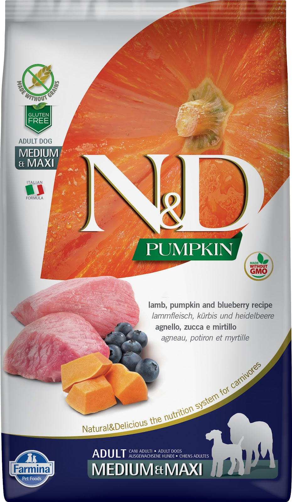 N&D CITROUILLE Chien MR & GR Agneau & Myrtille SG 12kg