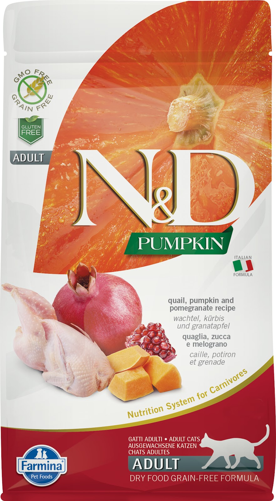 N&D CITROUILLE Chat Caille, Potiron & Grenade SG