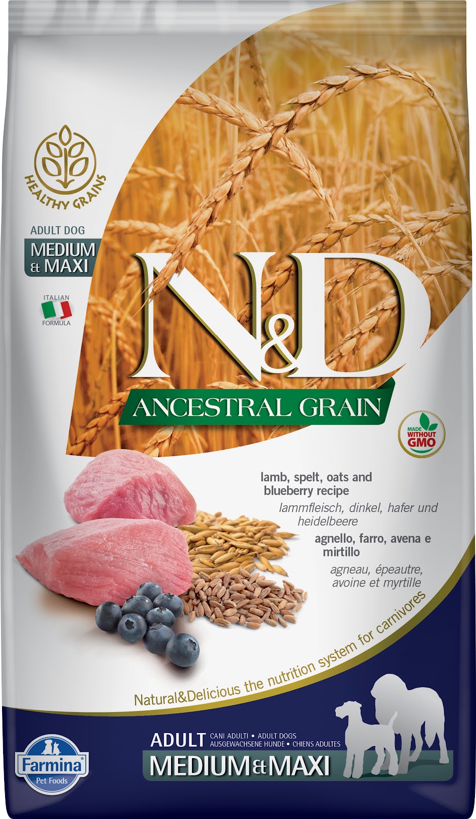 N&D GRAINS ANCESTRAUX Chien MR & GR Agneau & Myrtille