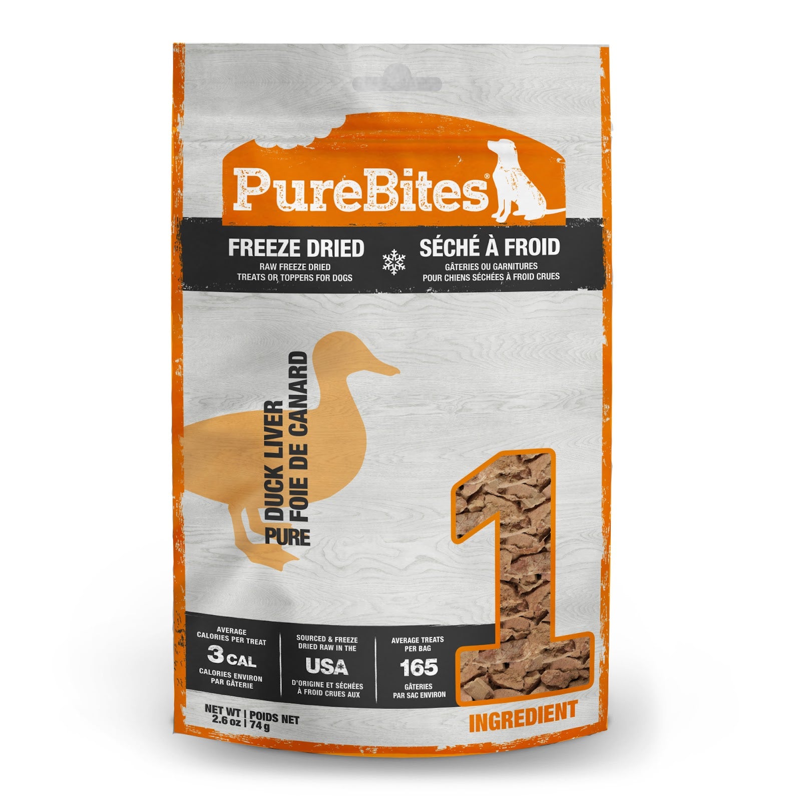 PUREBITES Gâteries Chien Foie de Canard 74g