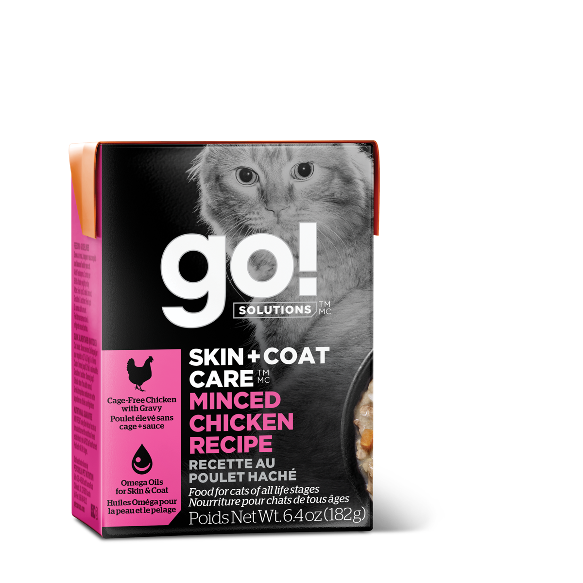GO! Chat Tetra Pak Soins Peau & Pelage, Poulet Haché 182g