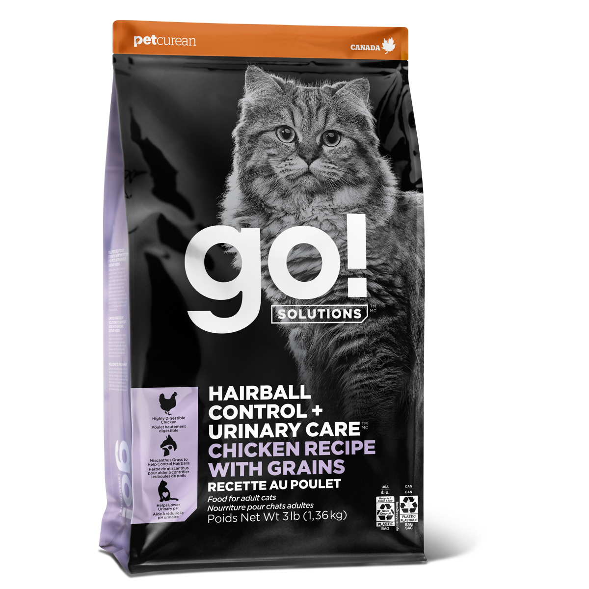 GO! Chat Contrôle Boules de Poils + Soins Urinaires, Poulet