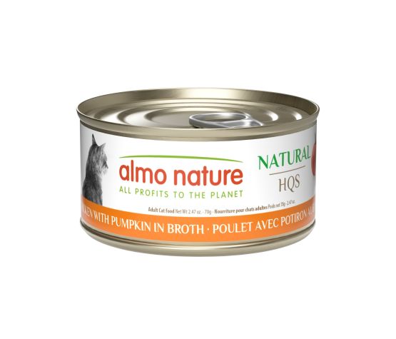 ALMO HQS NATURAL Chat Poulet & Potiron au Bouillon 70g
