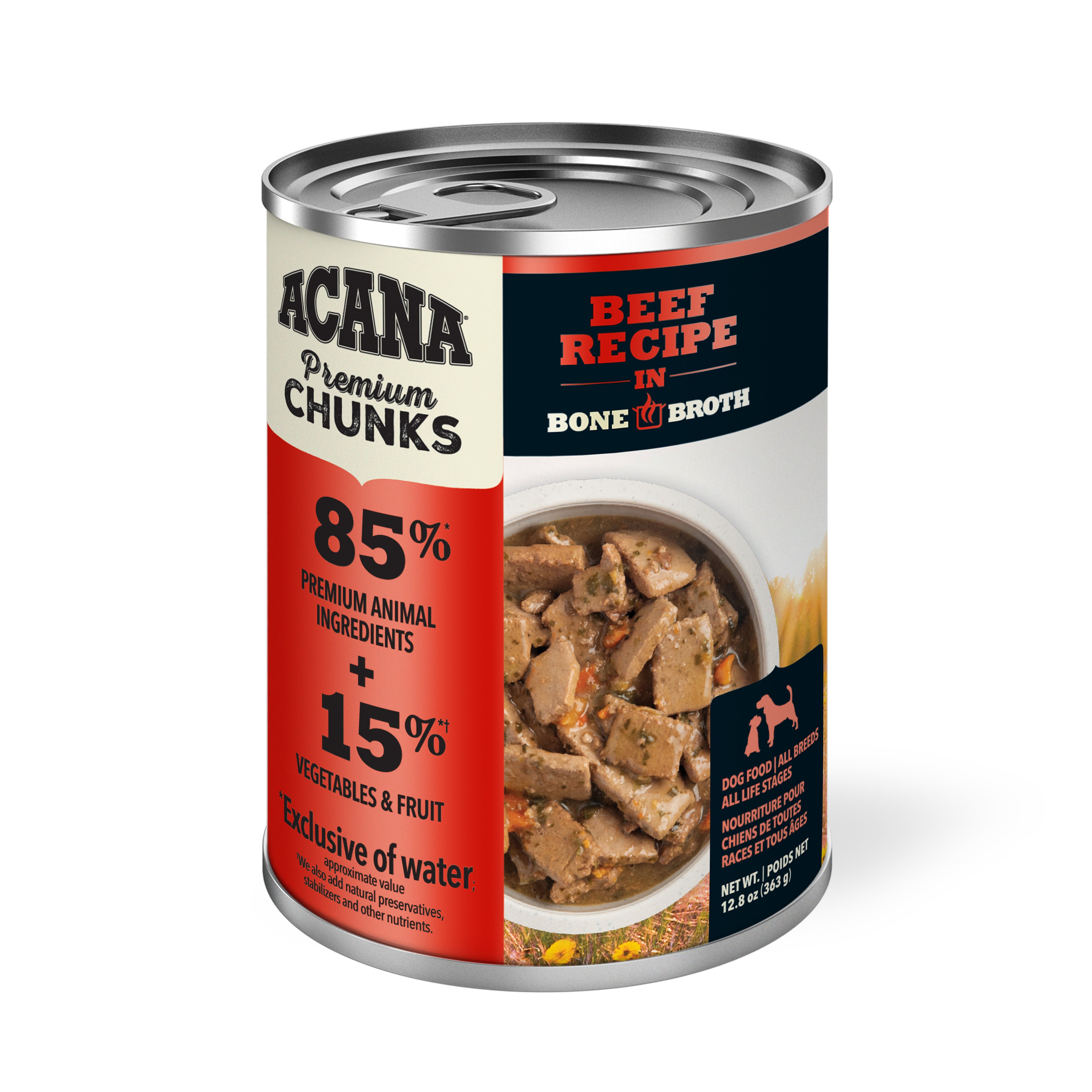 ACANA PREMIUM Chien Boeuf avec Bouillon d'Os 363g