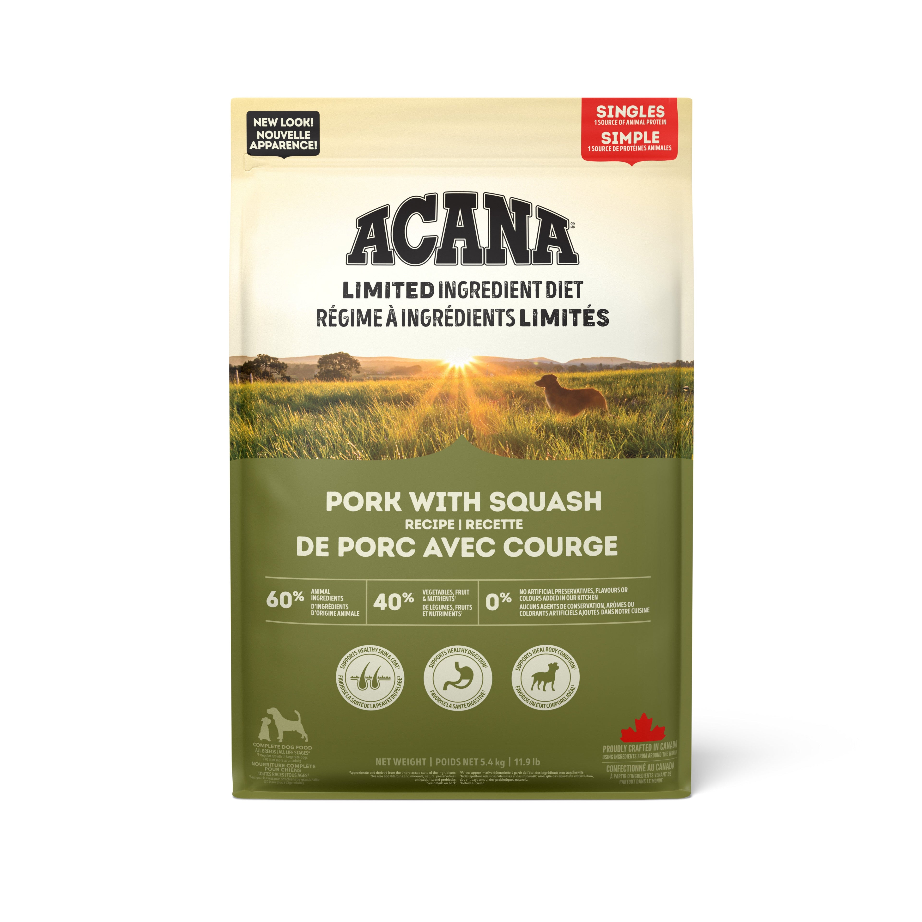 ACANA SINGLES Chien Porc & Courge