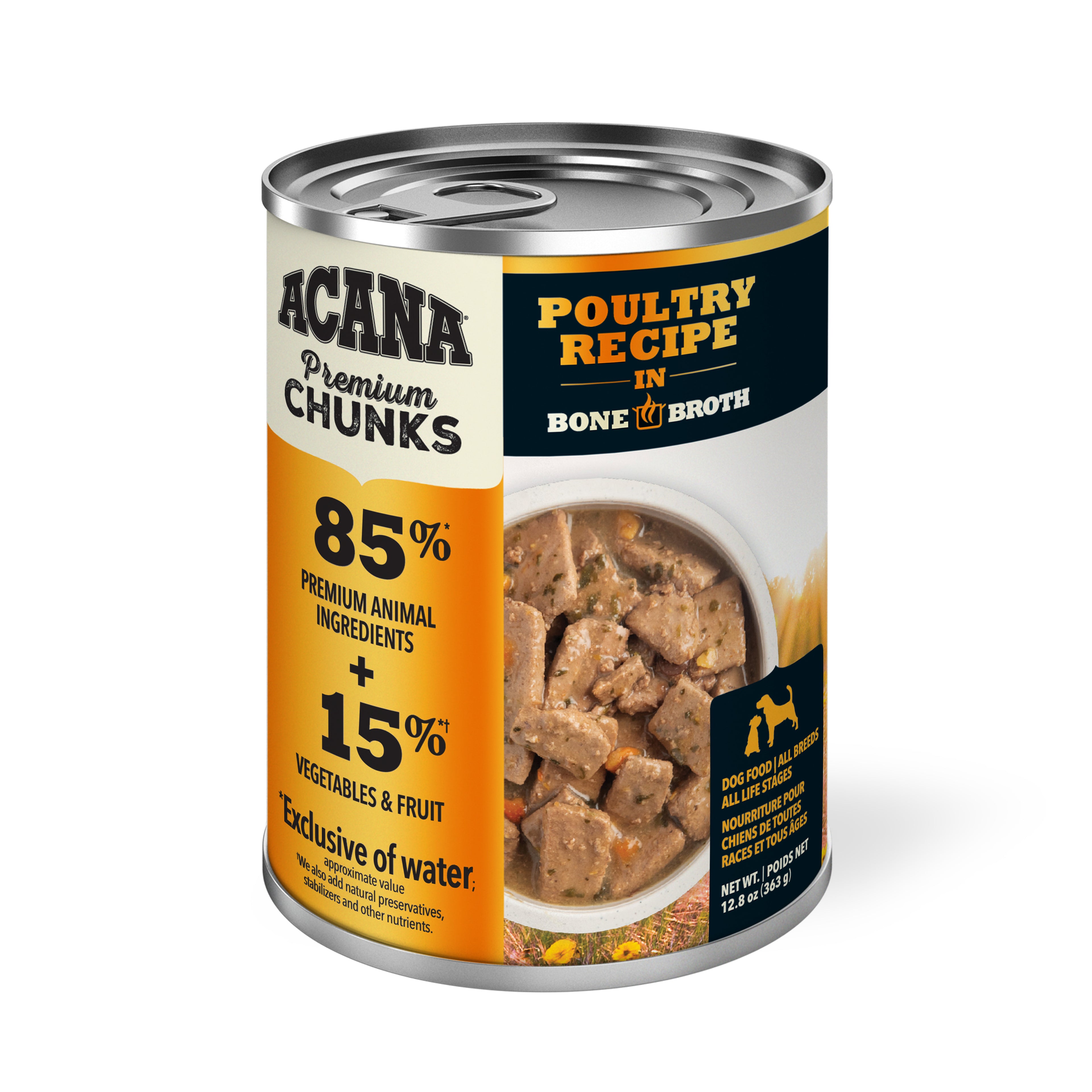 ACANA PREMIUM Chien Volaille avec Bouillon d'Os 363g