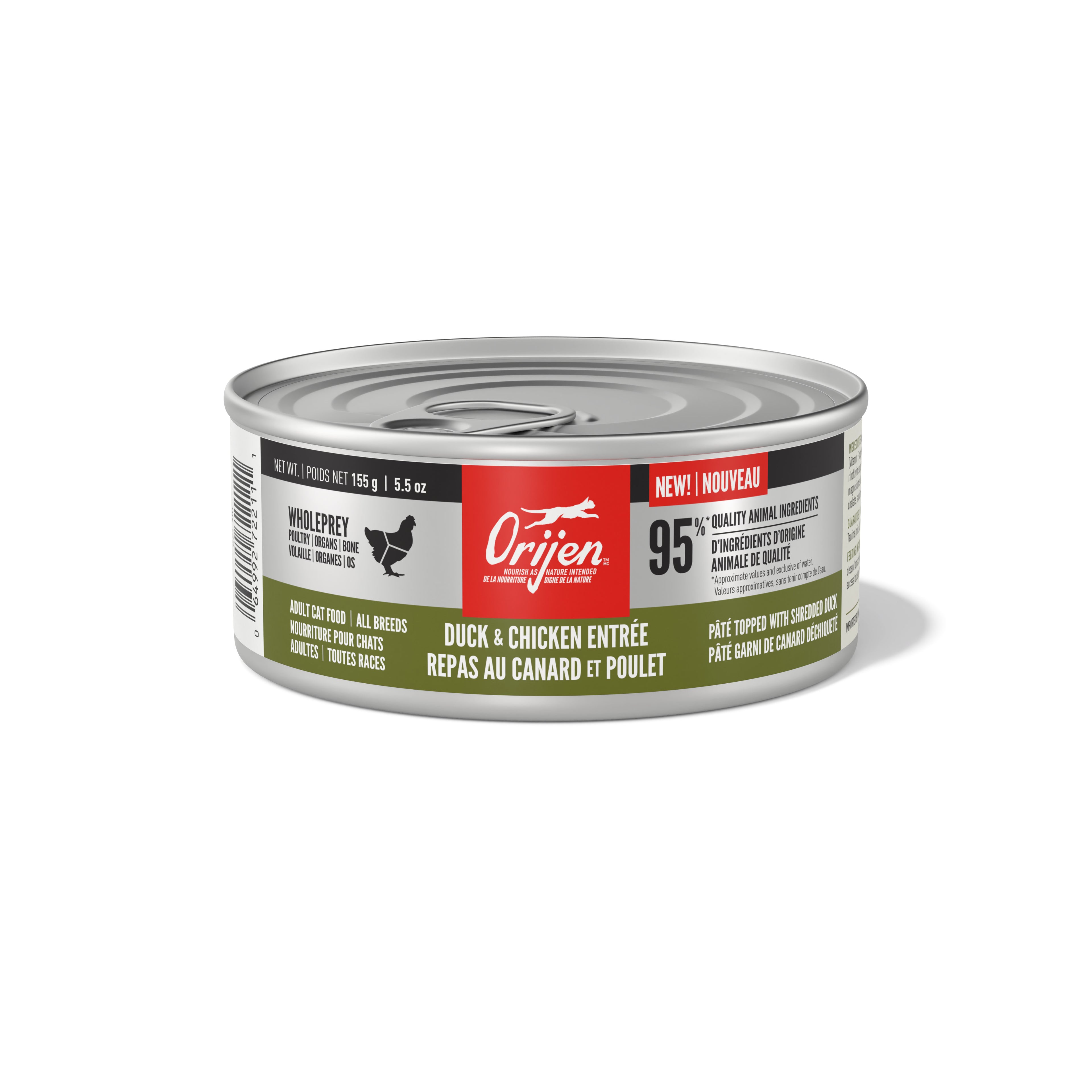 ORIJEN Chat Canard & Foie, Morceaux et Éffilochés 155g